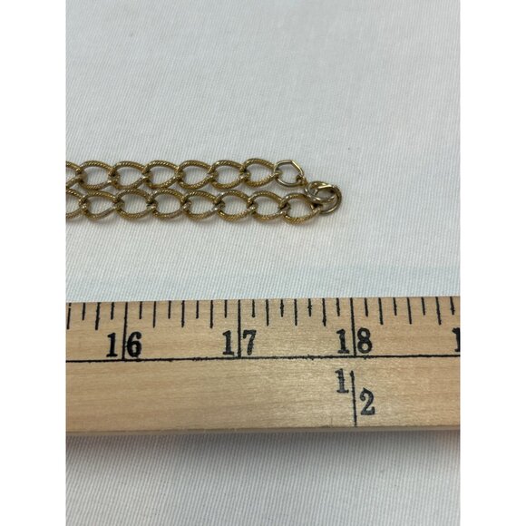 Vintage Medallian Goldtone Necklace With Faux Pearls Red Rhinestones Statement - Picture 8 of 9